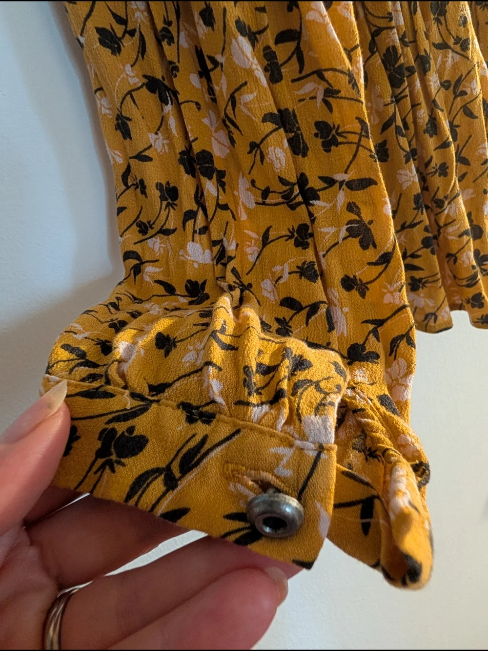 Anthropologie Mustard Floral Peplum Long-Sleeve Blouse - Picture 5 of 6